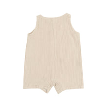 Solid Oxford Tan Organic Cotton Muslin Sleeveless Shortie Romper