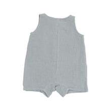 3-6mos Solid Slate Gray Organic Cotton Muslin Sleeveless Shortie Romper