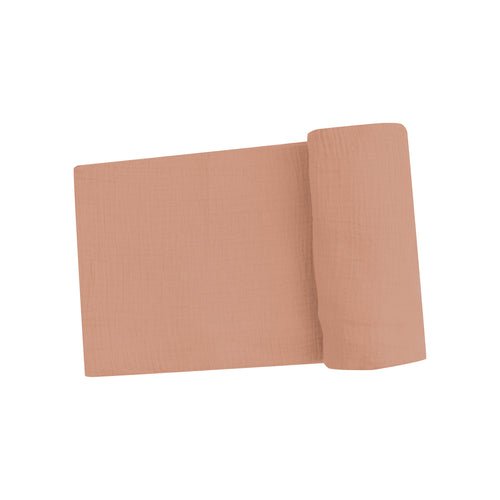 Solid Camel Organic Cotton Muslin Swaddle Blanket