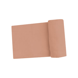 Solid Camel Organic Cotton Muslin Swaddle Blanket