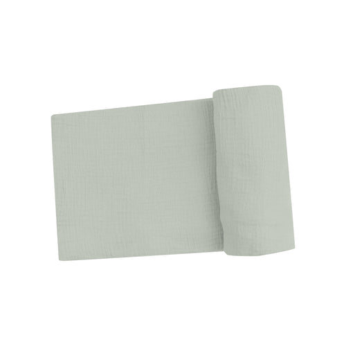 Solid Desert Green Organic Cotton Muslin Swaddle Blanket