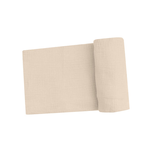 Solid Oxford Tan Organic Cotton Muslin Swaddle Blanket