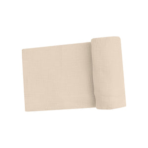 Solid Oxford Tan Organic Cotton Muslin Swaddle Blanket