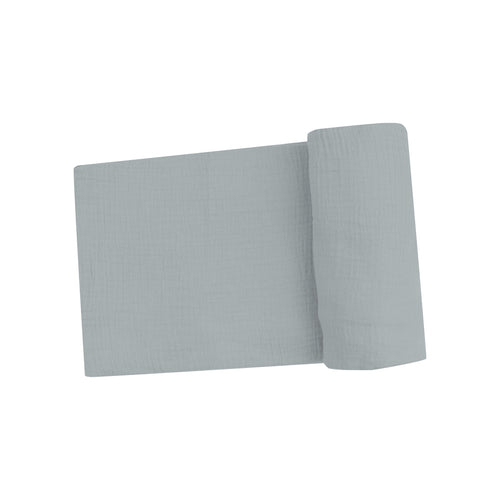 Solid Slate Gray Organic Cotton Muslin Swaddle Blanket