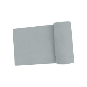 Solid Slate Gray Organic Cotton Muslin Swaddle Blanket
