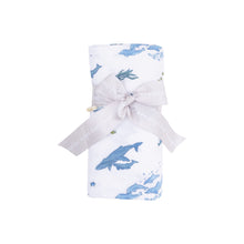 Watercolor Blue Whales Organic Cotton Muslin Swaddle Blanket