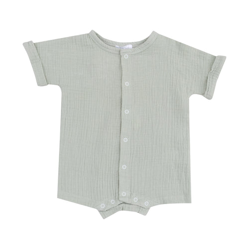Solid Desert Green Organic Cotton Muslin Dolman Henley Shortall