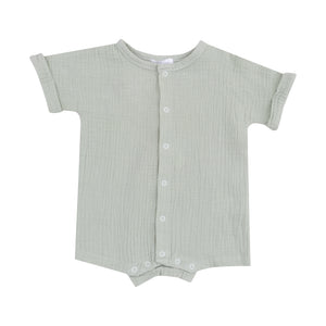 Solid Desert Green Organic Cotton Muslin Dolman Henley Shortall