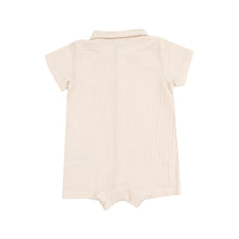 Solid White Swan Organic Cotton Muslin Button Down Polo Shortie Romper