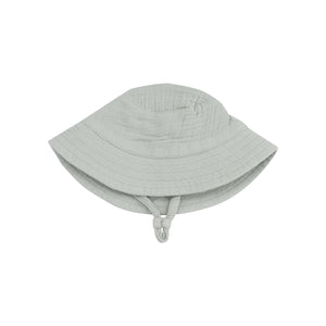Solid Desert Green Organic Cotton Muslin Bucket Hat with Chin Strap