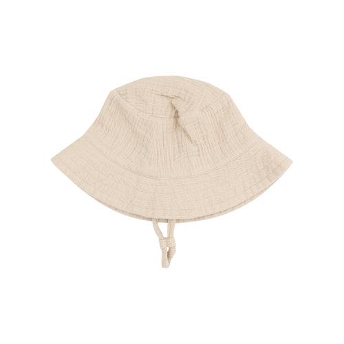 Solid Oxford Tan Organic Cotton Muslin Bucket Hat with Chin Strap