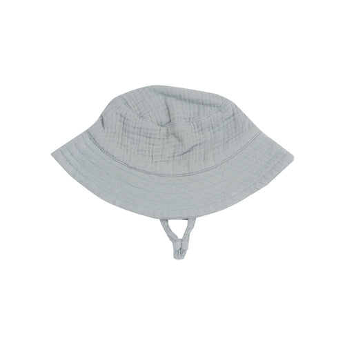 Solid Slate Gray Organic Cotton Muslin Bucket Hat with Chin Strap