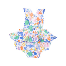 Colorful Reef Organic Cotton Muslin Ric-Rac Ruffle Sunsuit
