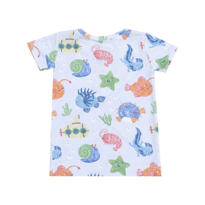Cute Ocean Creatures Short Sleeve Lounge Wear Pajama Set