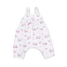 Baby Golf Carts in Pink Organic Cotton Muslin Tie Back Romper
