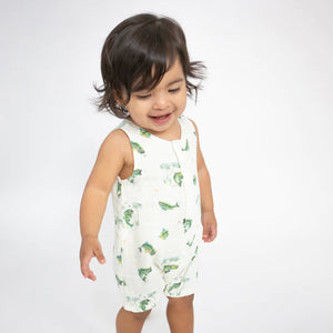 0-3mos - Bass Organic Cotton Muslin Shortie Romper