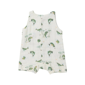 0-3mos - Bass Organic Cotton Muslin Shortie Romper