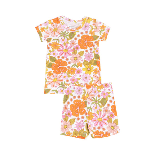 Boho Beachy Floral Short Sleeve Lounge Wear Pajama Set