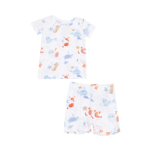 Coastal ABCs Short Sleeve Lounge Wear Pajama Set