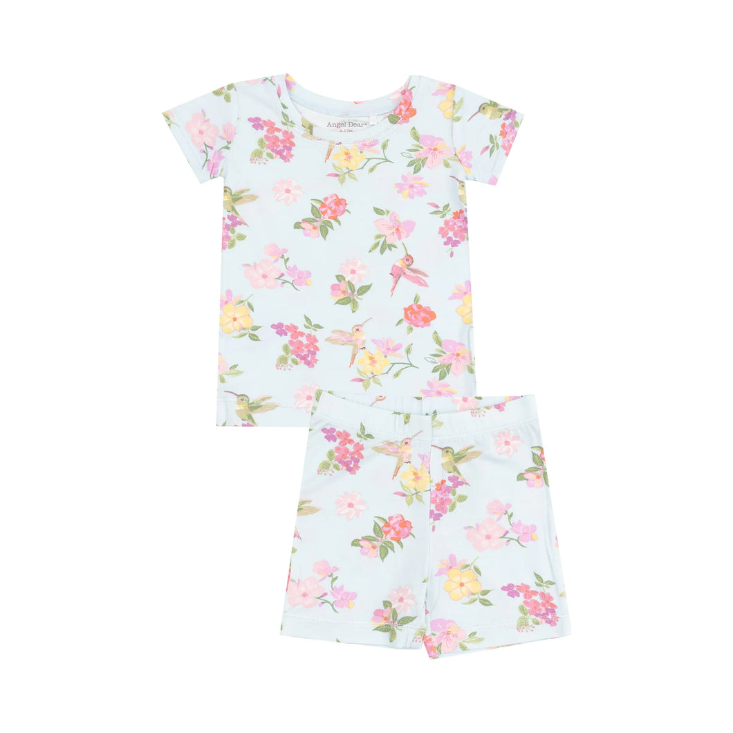 Cute Hummingbirds Short Sleeve Lounge Wear Pajama Set