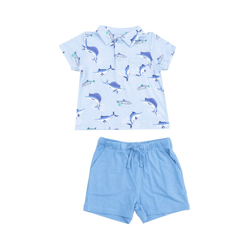 Deep Sea Fishing - Blue Polo Shirt & Short Set