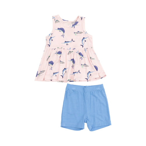 Deep Sea Fishing - Pink Peplum Tank & Bike Short (2 pc set)