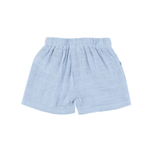 5yrs, 6yrs Dusty Blue Solid Organic Cotton Muslin Short