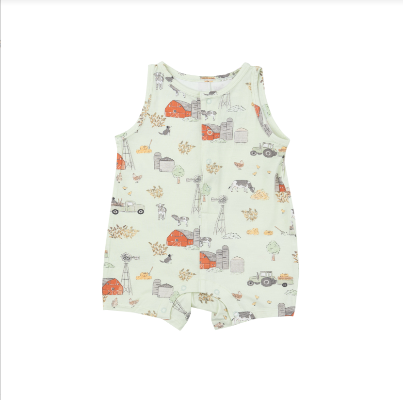 6-12mos - Hay Farmer Bamboo Shortie Romper