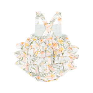 Island Floral Organic Cotton Muslin Ruffle Sunsuit