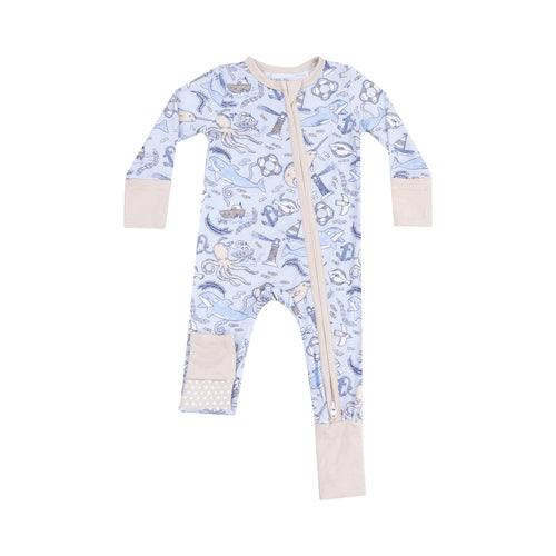 Nautical Notebook 2 Way Zipper Romper Coverall