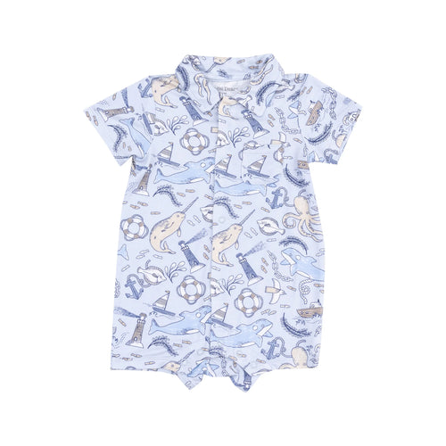 Nautical Notebook Button Down Polo Shortie Romper