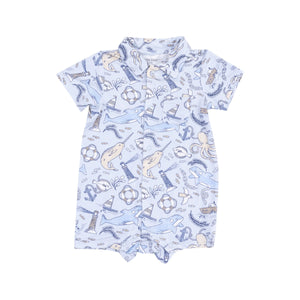 Nautical Notebook Button Down Polo Shortie Romper