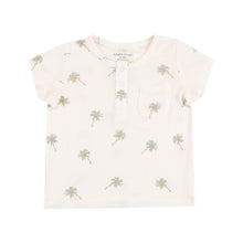 Palm Trees Ribbed Modal Henley with Pocket Shirt & Organic Cotton Muslin Short Set