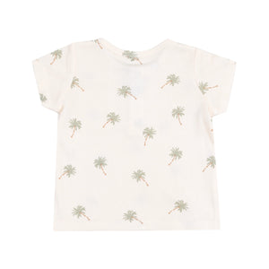 Palm Trees Ribbed Modal Henley with Pocket Shirt & Organic Cotton Muslin Short Set