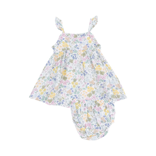 Samantha Floral Organic Cotton Muslin Paperbag Ruffle Twirly Sundress