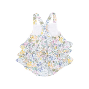 Samantha Floral Organic Cotton Muslin Ruffle Sunsuit