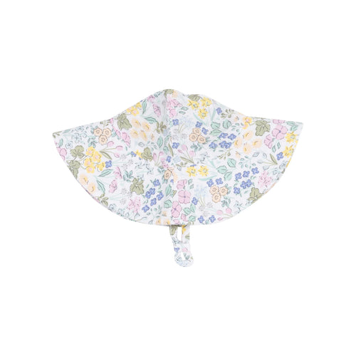 Samantha Floral Organic Cotton Muslin Wide Brim Sunhat with Chin Strap