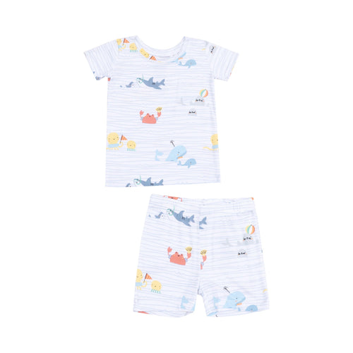 Sea Stripes Short Sleeve Lounge Wear Pajama Set