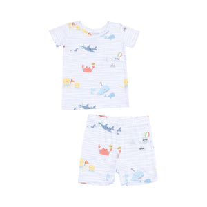 Sea Stripes Short Sleeve Lounge Wear Pajama Set