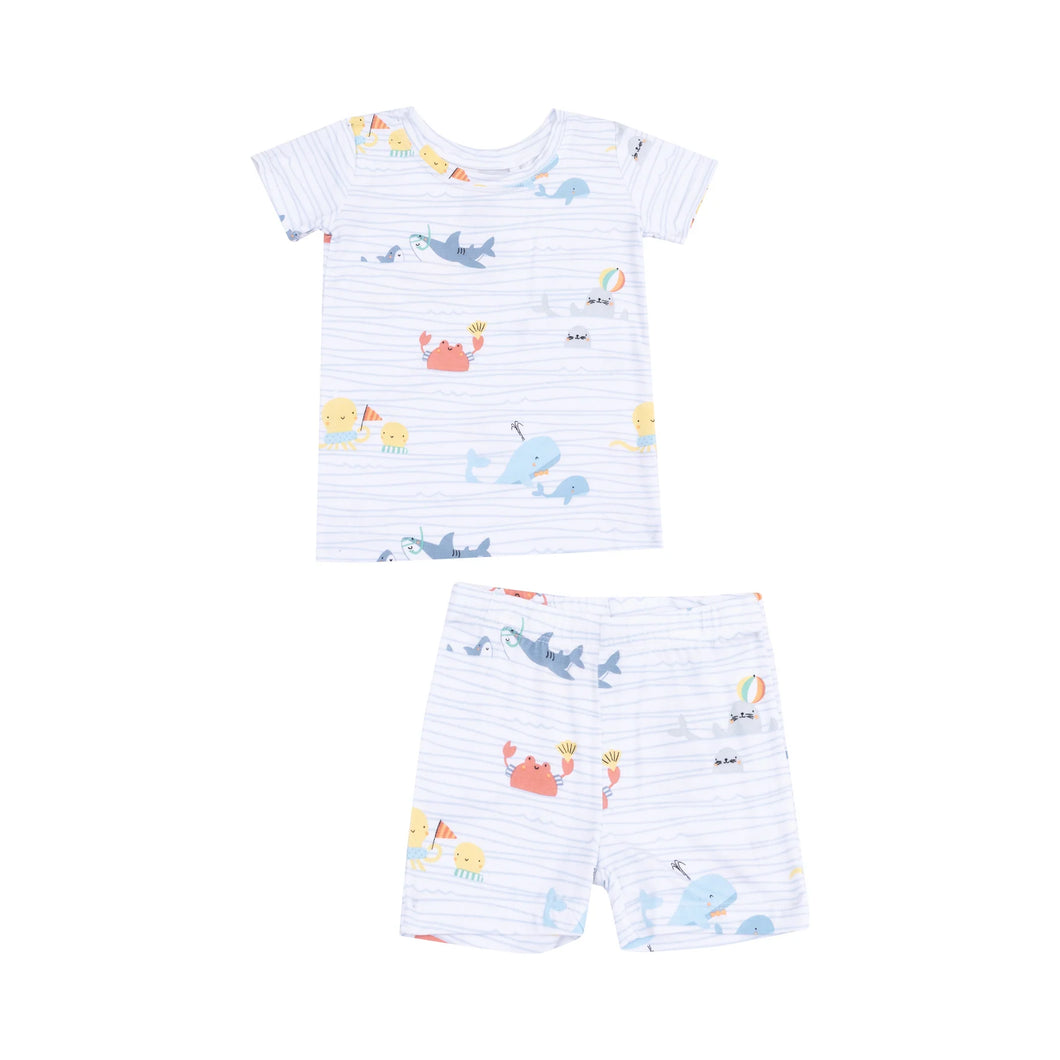 Sea Stripes Short Sleeve Lounge Wear Pajama Set
