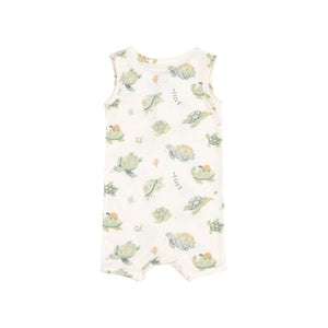 Sea Turtles Rib Sleeveless Shortie Romper