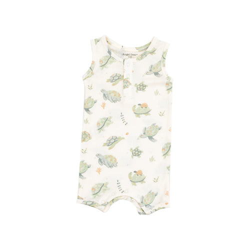 Sea Turtles Rib Sleeveless Shortie Romper