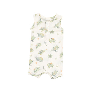 Sea Turtles Rib Sleeveless Shortie Romper