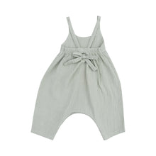 Solid Desert Green Organic Cotton Muslin Tie Back Romper