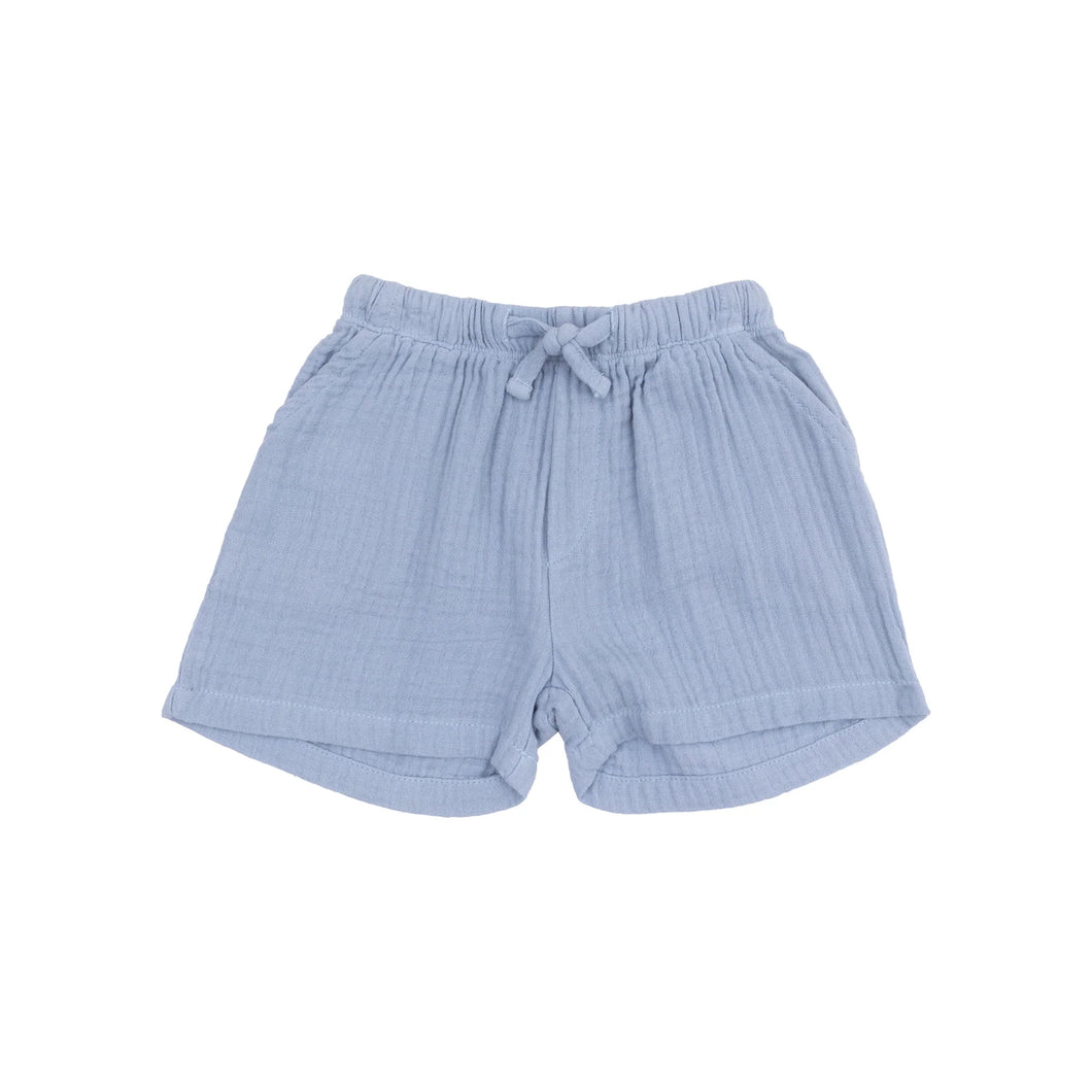 Solid Dusty Blue Organic Cotton Muslin Short