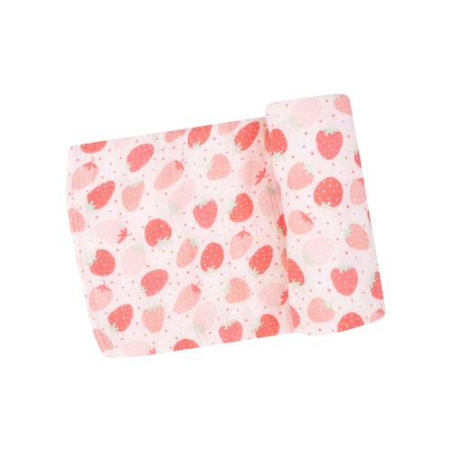 Strawberry Bliss Organic Cotton Muslin Swaddle Blanket