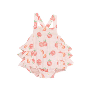 Sweet Peach Organic Cotton Muslin Ruffle Sunsuit