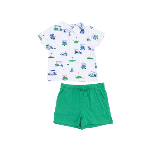 Vintage Golf Carts - Blue Polo Shirt & Short Set