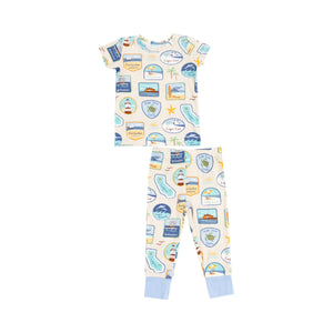 Beach Patches Short Sleeve Lounge Wear Pajama Set