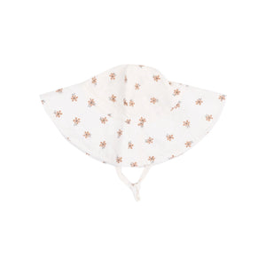 Bitty Blooms Organic Cotton Muslin Wide Brim Sunhat with Chin Strap